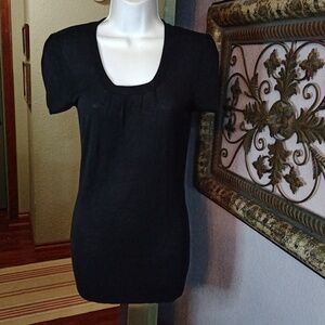 Stylish Black Knit Cap Sleeve Top Sz S